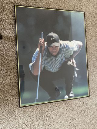 Framed Tiger Woods Rookie Poster " The Eyes Have It " 1997 Nike Plexiglass & Matte