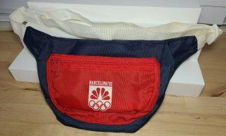 Vintage 1992 Olympics Barcelona Fanny Pack Blue Red Nbc 2 Pocket