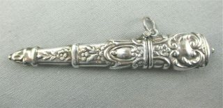Antique,  Sterling Silver,  Chatelaine,  Sewing Needle Case Holder,  Long & Lovely