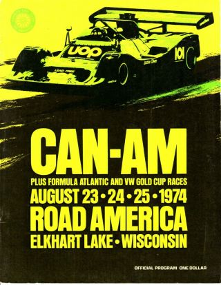 Road America Can Am 1974 Program Very Good.