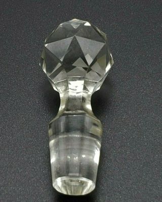 Vintage Clear Crystal Glass Faceted Bottle Stopper Apothecary Decanter Bulbous