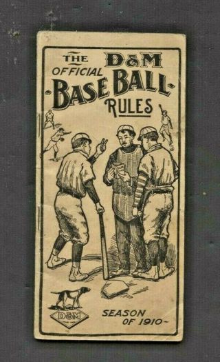 Antique Official D&m Baseball Rules Book From 1910 Draper & Maynard Co