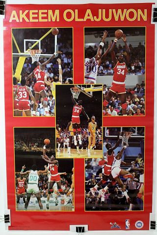 Akeem Olajuwon Houston Rockets Nba Starline Poster 1987 22 " X 34 "