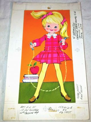 Vintage Greeting Card Art,  Norcross,  Mid Century Girl W Jump Rope