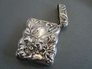 Vintage Art Nouveau Rose Floral Raised Repousse Sterling Silver Lighter Case