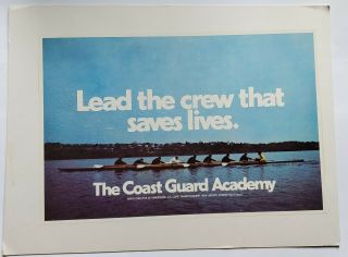Vintage Coast Guard Academy Recruitment Poster 1970s 80s W/ Crew Team Ct