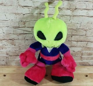 Vintage 1990s Nanco Stuffed Plush Little Green Man Ufo Alien Raver Neon 1997 Lrg