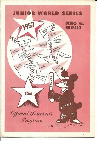 1957 Junior World Series Program Denver Bears - Buffalo Bisons Bears Win