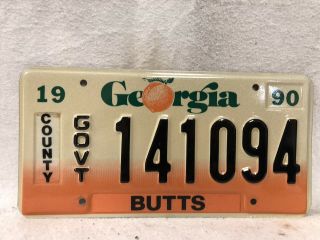 1990 Georgia Government License Plate Butts County