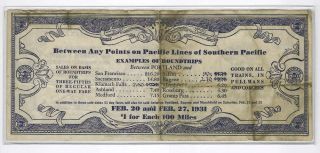 1931 Southern Pacific Railroad Dollar Days Advertising Flyer,  Very Scarce 2