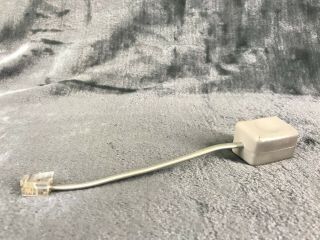Vintage Square Phone Jack 4 - Prong To Modular Rj11 Soft Gray Body W/ Silver Cord