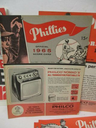 Vintage 1960 ' s Philco Philadelphia Phillies Baseball Score Card Books 65,  66,  67 3