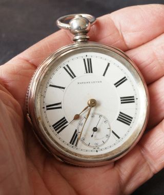 Antique Silver Lever Pocket Watch With Compensation Balance