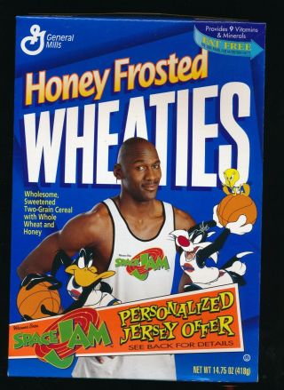 Michael Jordan 1996 Honey Frosted Wheaties Cereal Box 15oz Space Jam Bulls
