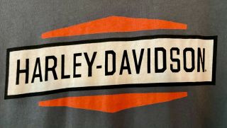 Cool Harley - Davidson T - Shirt,  Dark Gray,  Black Logo In White W/orange,  Sz 2xl