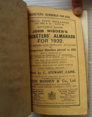 Wisden Cricketers Almanack 1932 Rebound