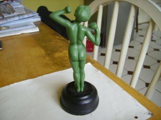 Lovely Bronze over painted Art Deco nude figure from 1930s,  wooden base. 2