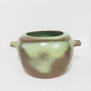 Vintage Frankoma Pottery Green Dish Bowl Planter With Handles Mid Century