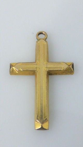 Vintage Cross Pendant Charm 1/20 12kt Gold Filled Etched Design Christianity