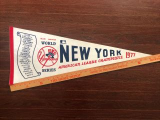Vintage Mlb York Yankees 1977 American League Champions Pennant Flag