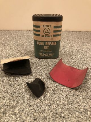 Vintage Cities Service Tire Tube Repair Kit Box Tin Usa Gas And Oil