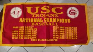 Vintage Usc Trojans 12 National Champions Baseball Banner Collegiate Pacific Htf