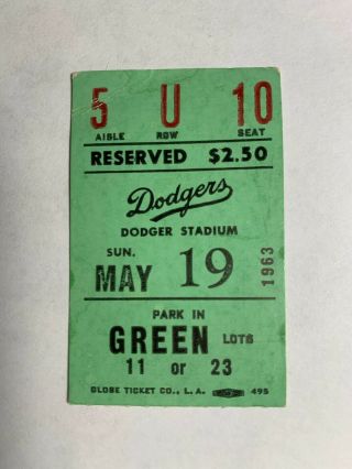 Sandy Koufax Career Win 74 Ticket Stub 2 Hits Game Shutout Dodgers 5/19/63 Mets