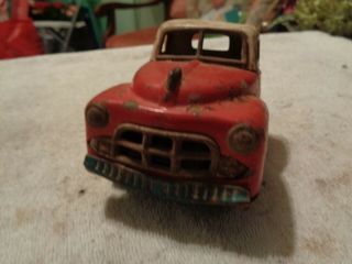 Vintage Tin Friction Toy Truck Red And White Or Restore
