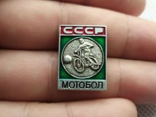 Vintage Soviet Badge Pin Ussr Motorcycle Championship,  Motoball,  Ussr