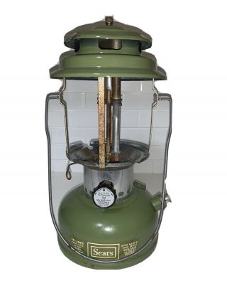 Vintage Sears Roebuck Model 72325 Avacado 2 Mantle Lantern 8/73