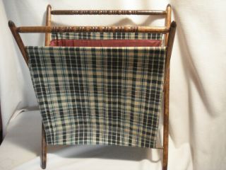 Vintage.  Green & Blue Checked.  Material.  Yarn Holder
