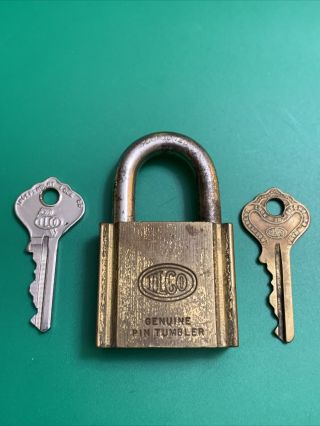 Vintage Usn.  Navy Ilco Independent Lock Co.  Brass Padlock W/ Key Cr1149