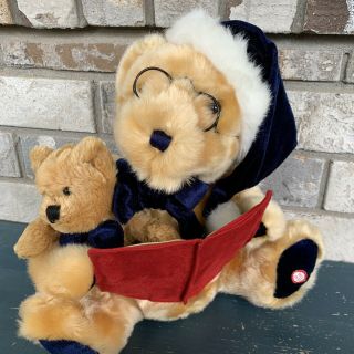 Vintage Dan Dee Musical Animated Brown Bear Plush Reads True Story Of Christmas