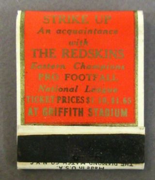 1937 Washington Redskins Football Nfl Schedule Full Matchbook