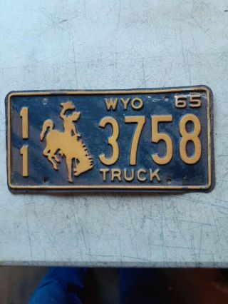 1965 Wyoming Truck License Plate 1 1 3758
