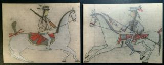 Two Ledger Drawings.  Early To Mid 1900s.