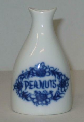 Vintage Flow Blue Peanut Holder Shaker Vase Porsgrund Norway Floral