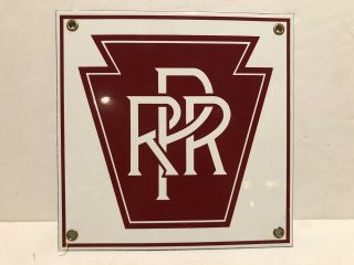Prr Pennsylvania Railroad Porcelain Metal Sign Train Station Emblem