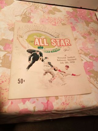 1958 - 25th All Star Game Porgram Memorial Stadium & Ticket & 8/10