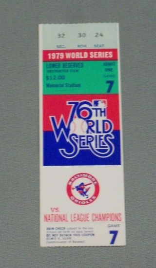 Pittsburgh Pirates,  1979 World Series Ticket Stub,  Game 7,
