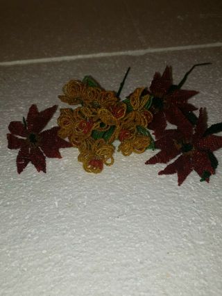 Vintage French Beaded Glass Bead Flowers 3 Poinsettia Arranged Flower Boutique