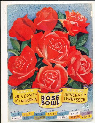 1945 Rose Bowl Football Program Usc Vs Tennessee A1
