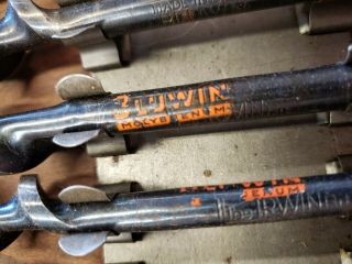 Antique Irwin Bluwin auger 13 drill bit set in wooden box - Bit and Brace 2