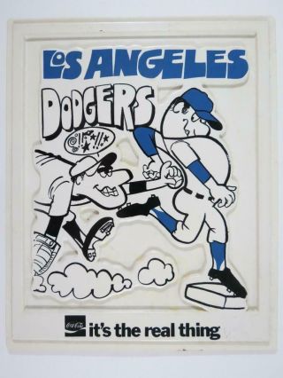 Vintage Coca Cola Vac - U - Form Los Angeles Dodgers 3d Baseball Coke Sign