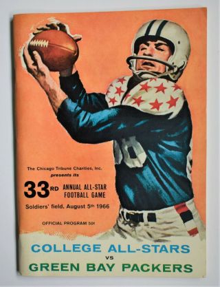 1966 Green Bay Packers Vs College All - Stars Game Program Starr - Hornung