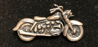 Awesome Sterling Silver Motorcycle Pin Taxco Mexico 925 Brooch Biker Style