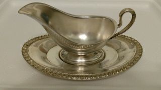 Gravy Boat And Tray Silverplate Vintage