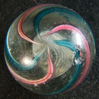 Marbles: Huge 2 1/64 " Antique German Hand - Made Latticinio Swirl