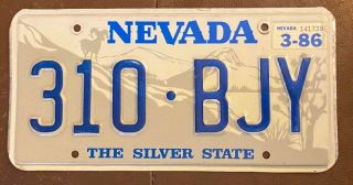 Nevada 1986 License Plate Quality 310 - Bjy