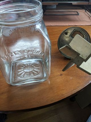 Vintage Antique Pat.  App.  Vintage Antique Dazey No.  4 Glass Jar Butter Churn 40b